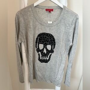 SOLD!Ⓜ️Saks Fifth Avenue Lightweight Crewneck Skull Sweater Heather Grey